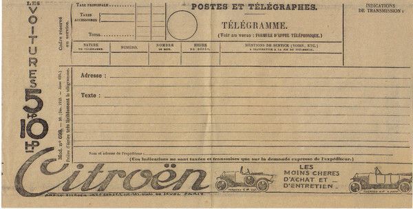 1922 : télégramme
